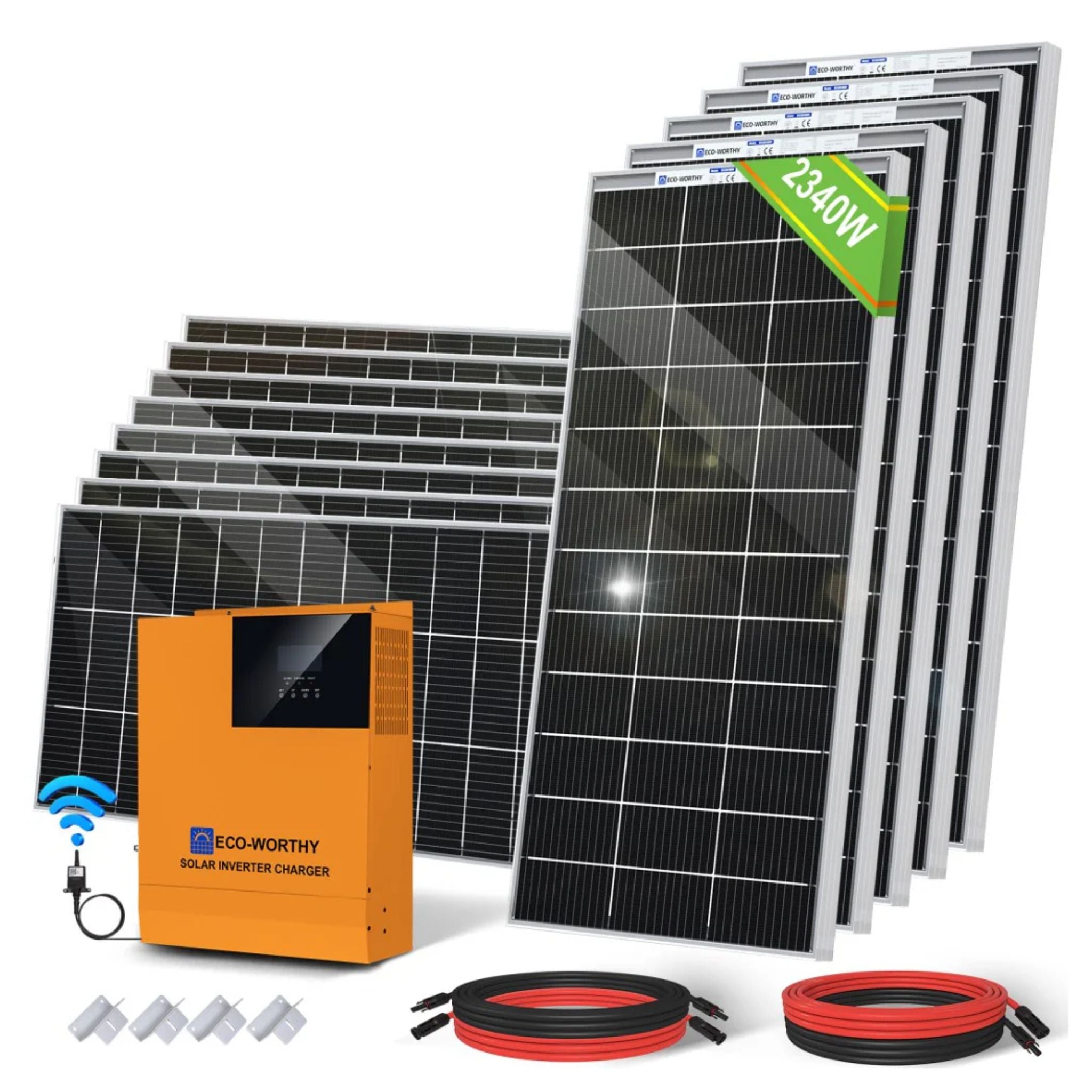 Eco-worthy 2340W 48V with 12x Bifacial 195W Complete MPPT Off Grid Solar Kit