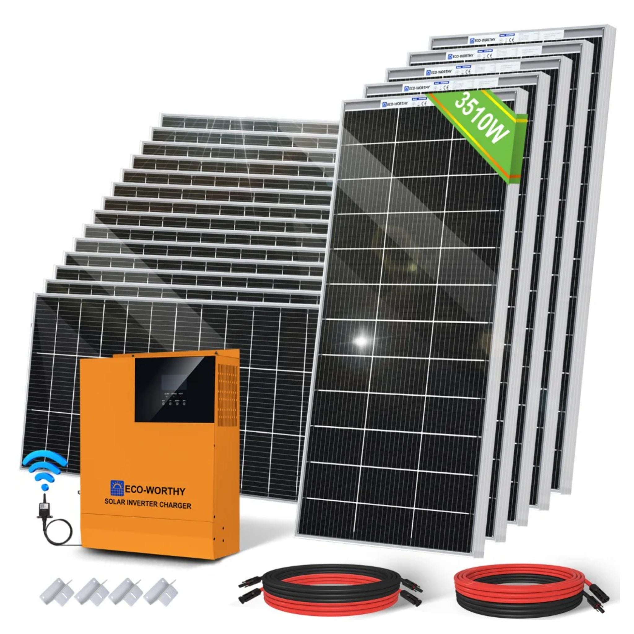 Eco-worthy 3600W 48V with 18x Bifacial 195W Complete MPPT Off Grid Solar Kit