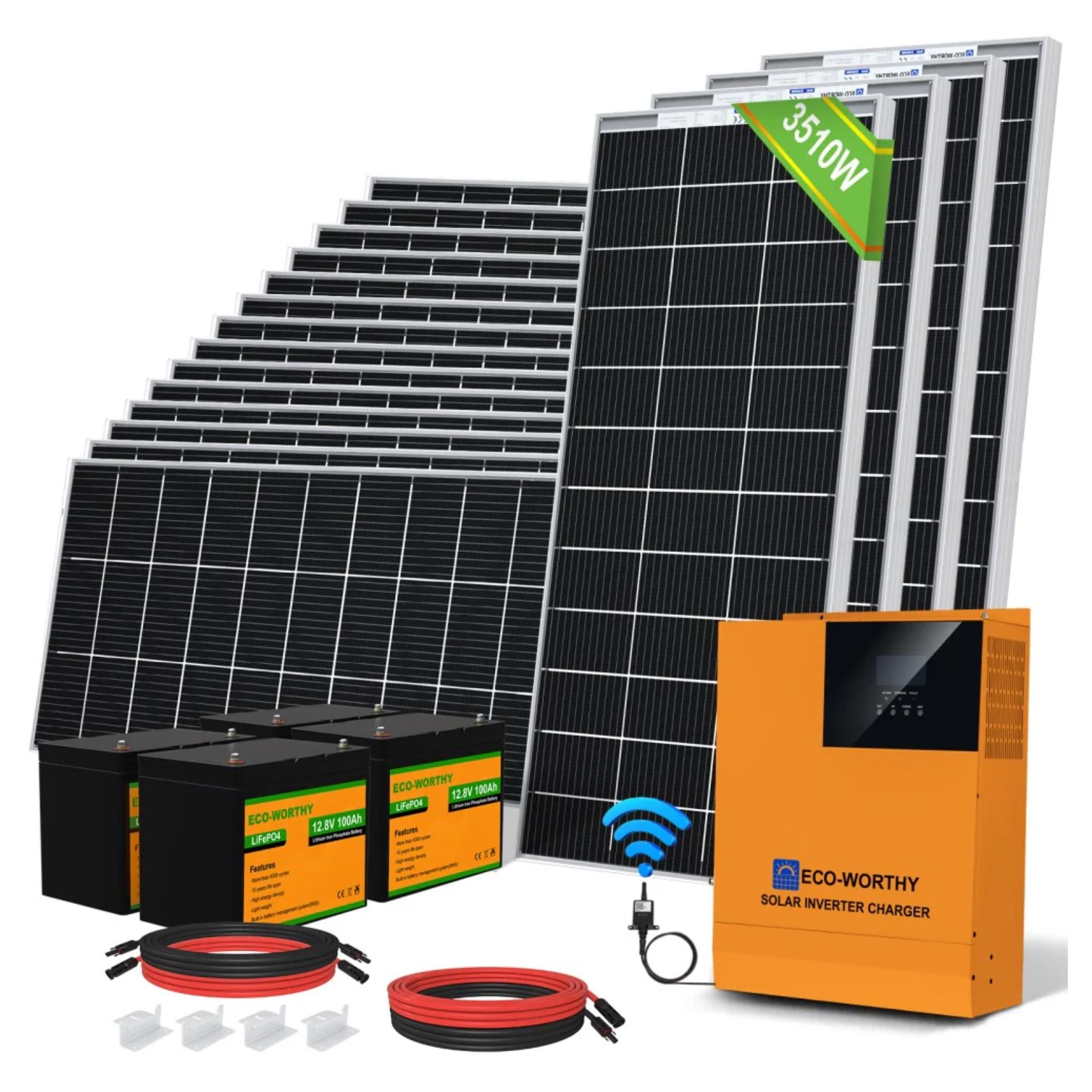 Eco-worthy 3600W 48V with 18x Bifacial 195W Complete MPPT Off Grid Solar Kit