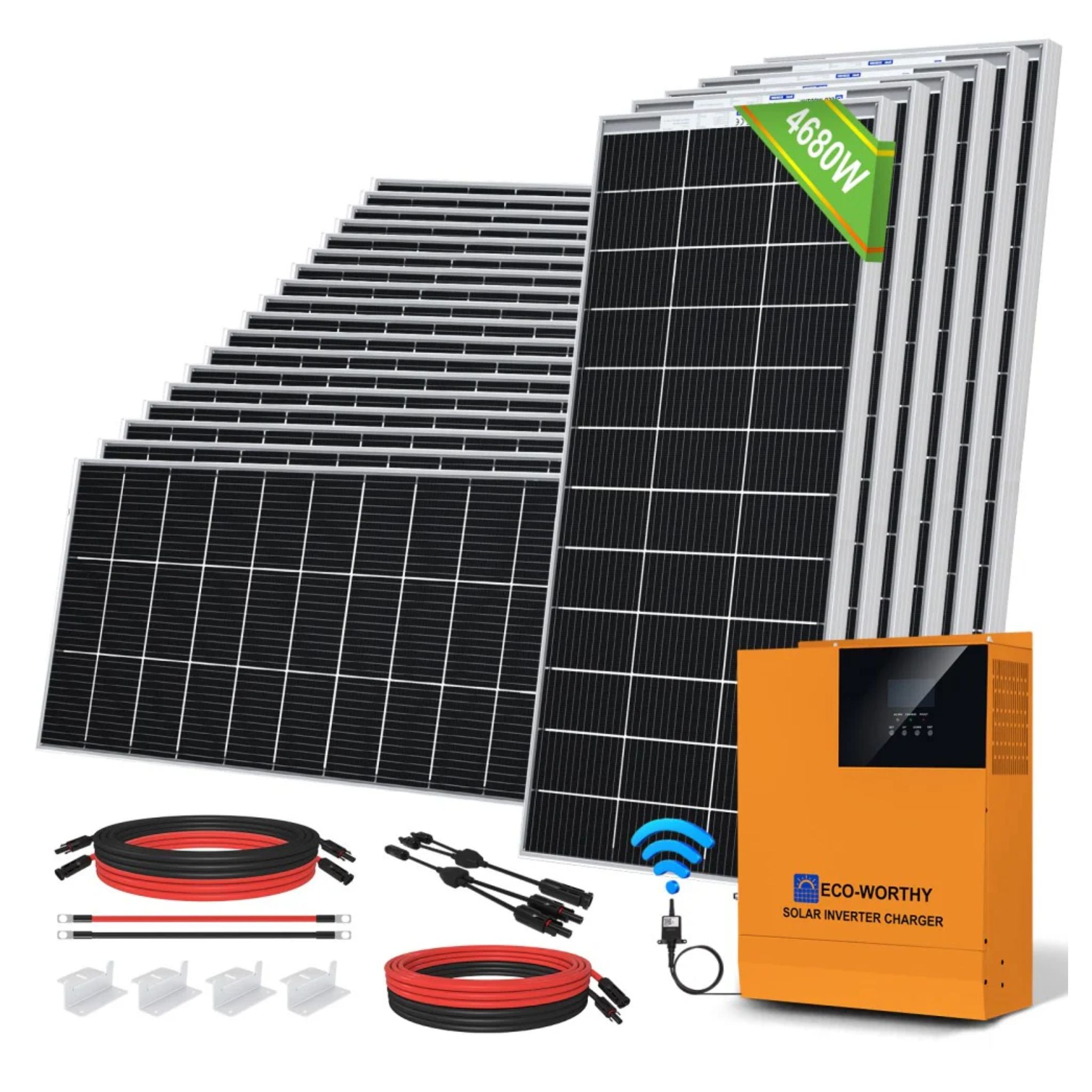 Eco-worthy 4800W 48V with 24x Bifacial 195W Complete MPPT Off Grid Solar Kit