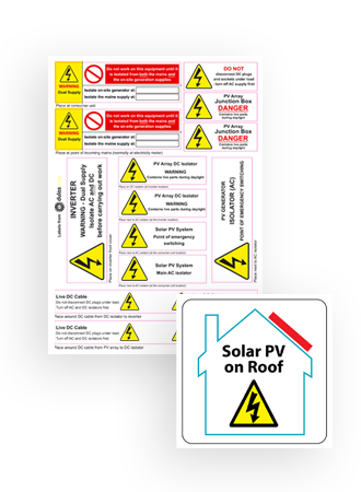 PV on Roof and Hazard Labels Pack