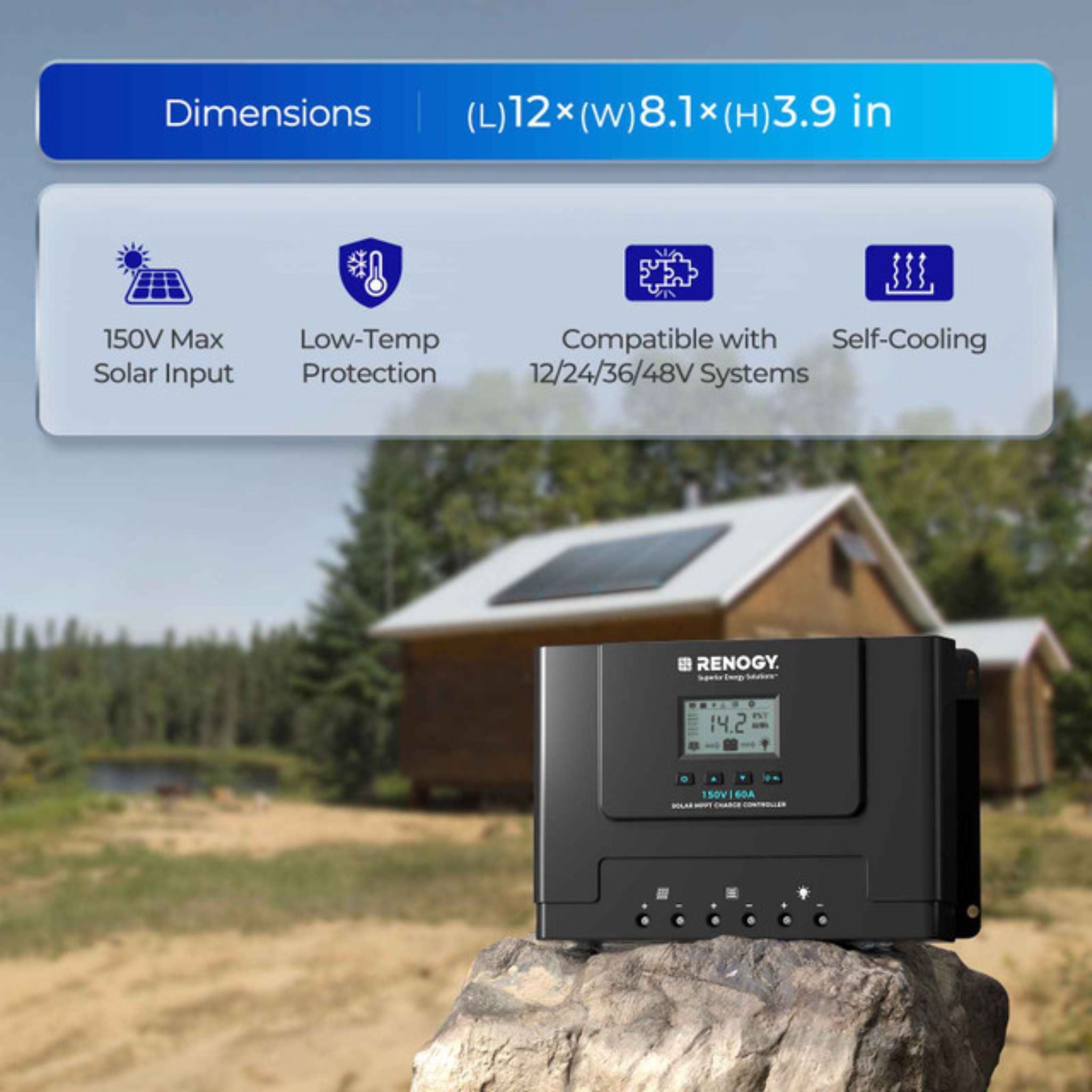 Renogy Rover Lite 12V 24V 36V 48V 60A MPPT Solar Charge Controller