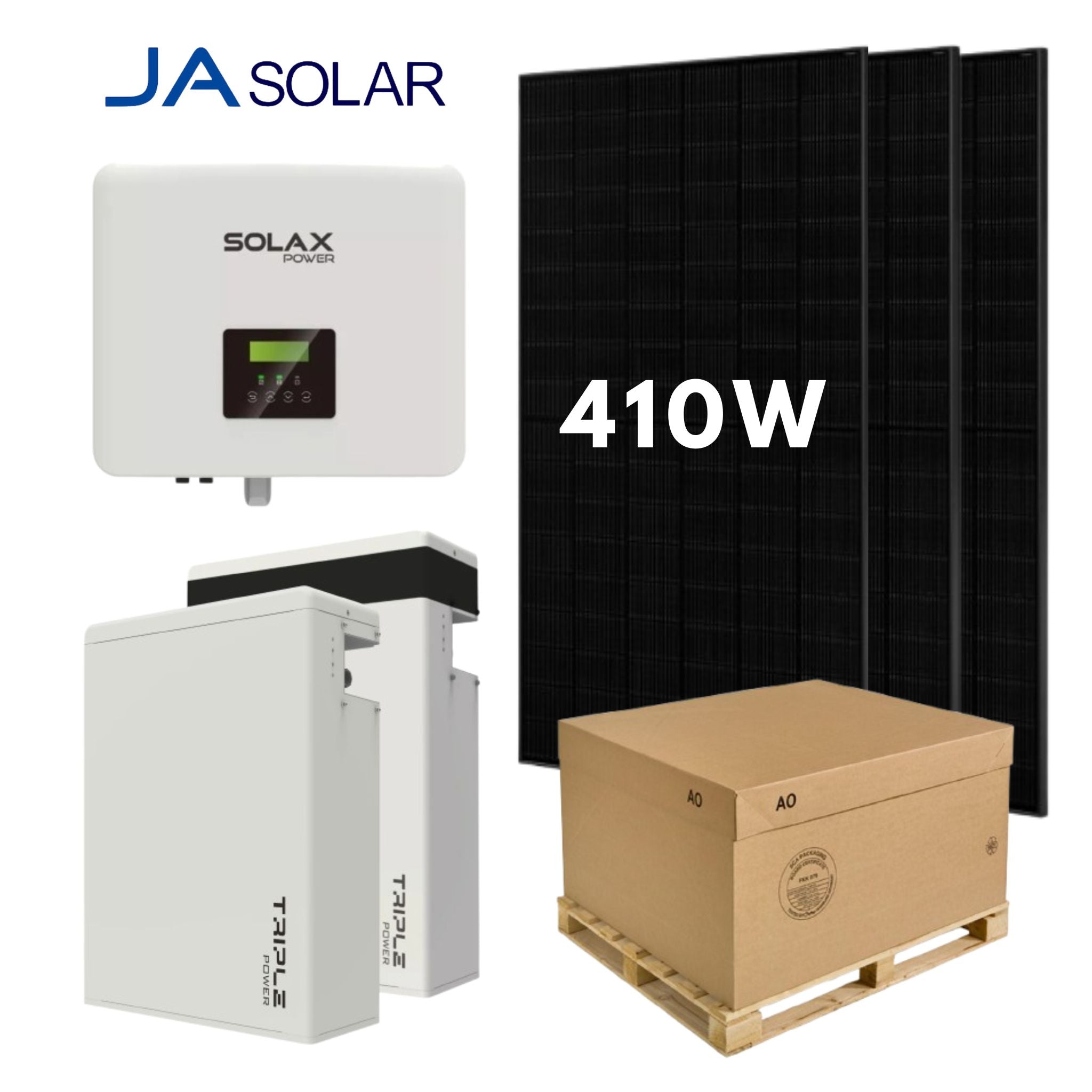 Complete Solar Kit: SolaX 3kW Hybrid Inverter, 3x JA Solar 410W Panels & SolaX 11.6kWh Battery