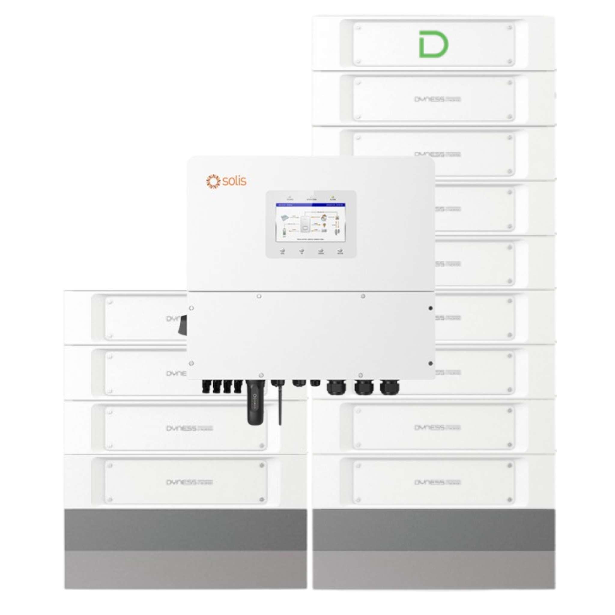 Solis S6 12kW Three Phase Hybrid HV Inverter and 13x Dyness Stack100 66kWh Storage Package