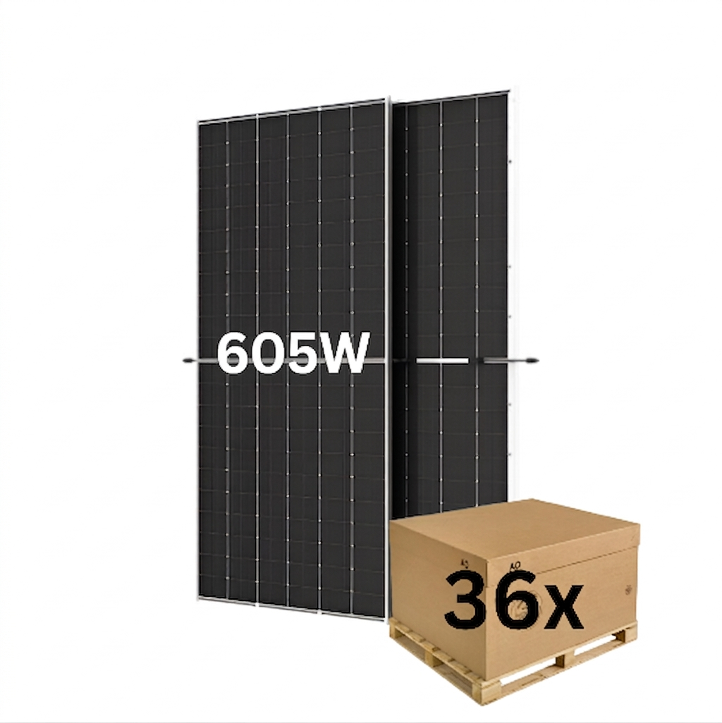 Trina 605W Vertex N Dual Glass N-type i-TOPCon Silver Frame BiFacial Solar Panel - Pallet of 36